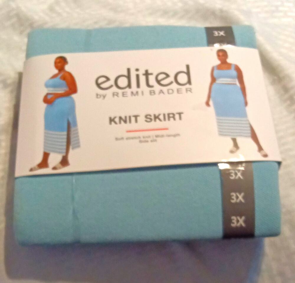 NWT edited by Remi Bader Women's Knit Midi Skirt and top 3X Slit Pull On